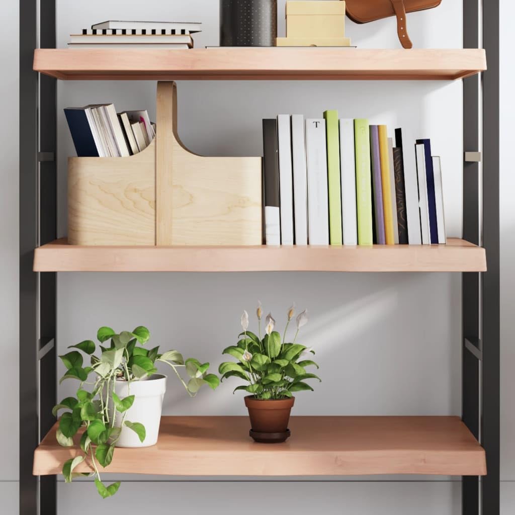 vidaXL Solid Oak Wall Shelf - Versatile Use, Handcrafted with Live Edge Design, Pre-Treated Surface, Light Brown, 31.5"x19.7"x(0.8" -2.4")