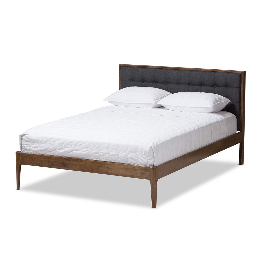 Jupiter Gray Fabric Button-Tufted King Platform Bed