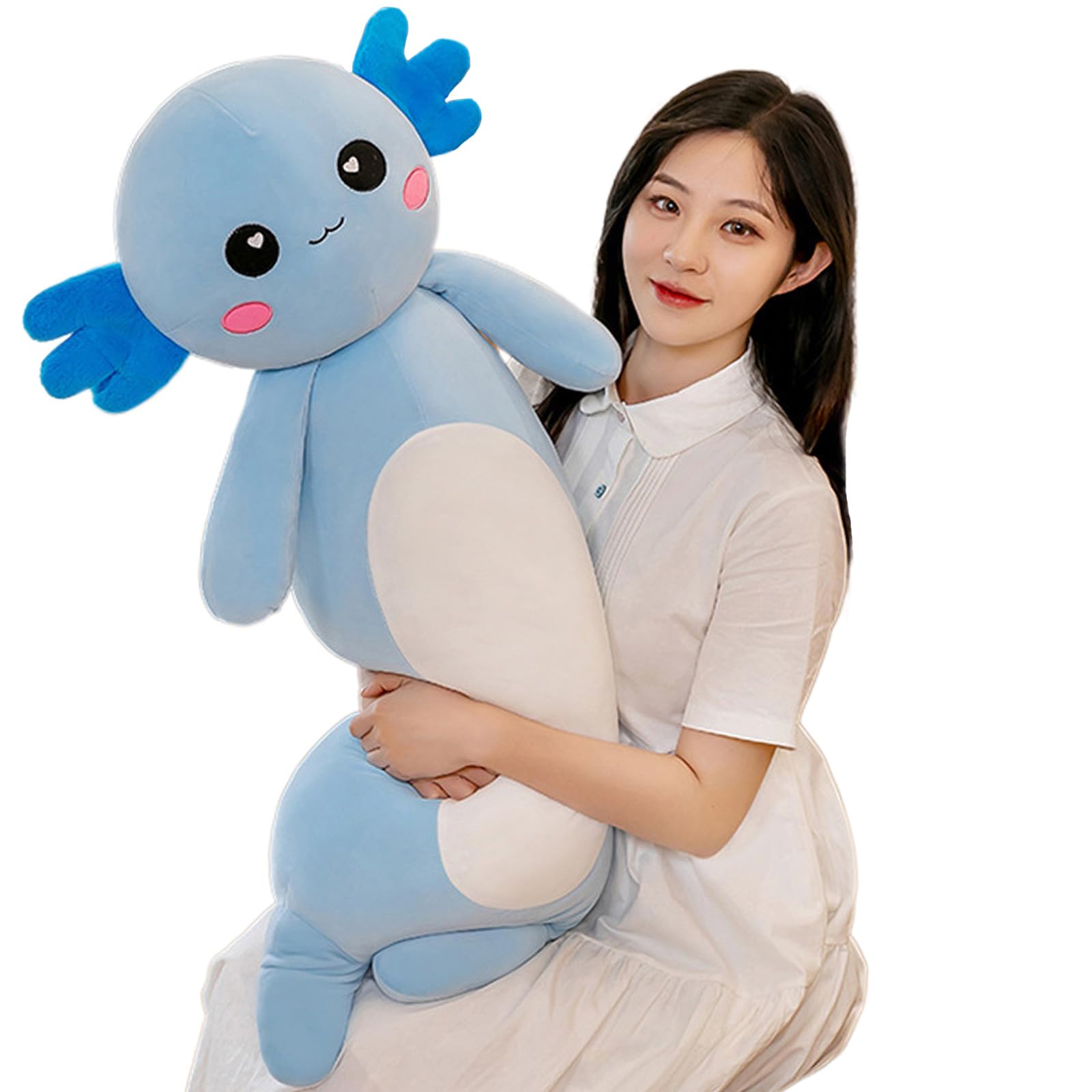 Somao Long Axolotl Plush Pillow, Cute Axolotl Stuffed Animal Body Plush Soft Plushies Doll Toy For Girls Boys(80Cm/31.4Inch,Blue