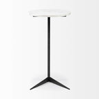 HomeRoots White Marble Round Top Accent Table with Black Iron Base