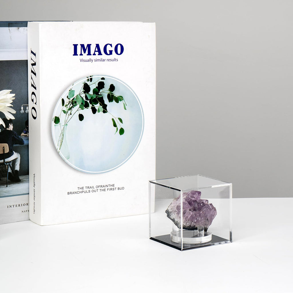 Kcgani Clear Acrylic Boxes For Collectibles Display, Removable Countertop Storage Box Cube Organizer Stand Riser, Dustproof Prot