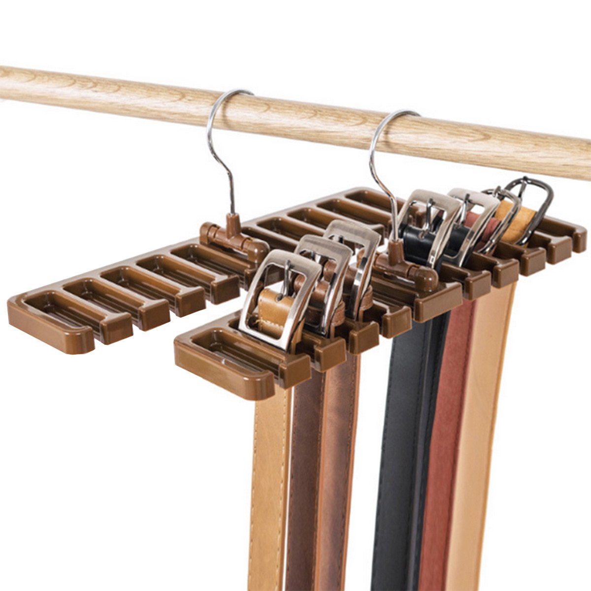 DayCount Pack of 2 Tie Belt Organizer Storage Rack, Multifuction Rotating Ties Scarf Hanger Holder Closet Organization Wardrobe 