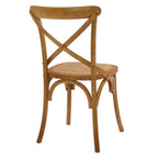 Modway Gear Rustic Modern Farmhouse Elm Wood Rattan Four Dining Chairs In Walnut