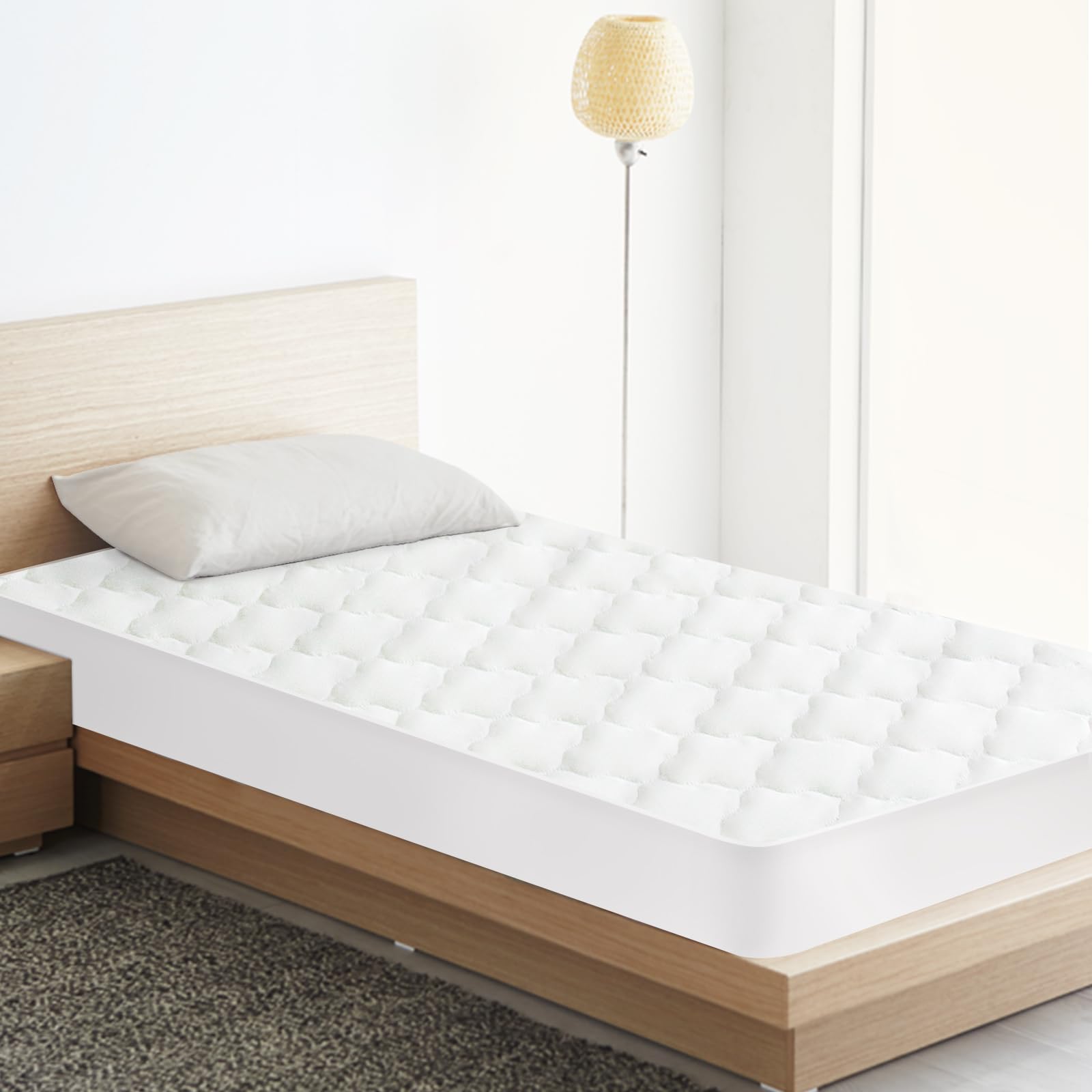 2 Pack Twin Extra Long (Xl) Mattress Protector Pad Waterproof Quilted, Breathable & Cooling Twin Xl Mattress Topper Cover Fitted