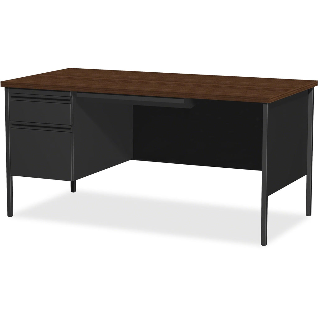 Lorell Single Left Pedestal Desk, 66 by 30 by 29-1/2-Inch, Black Walnut