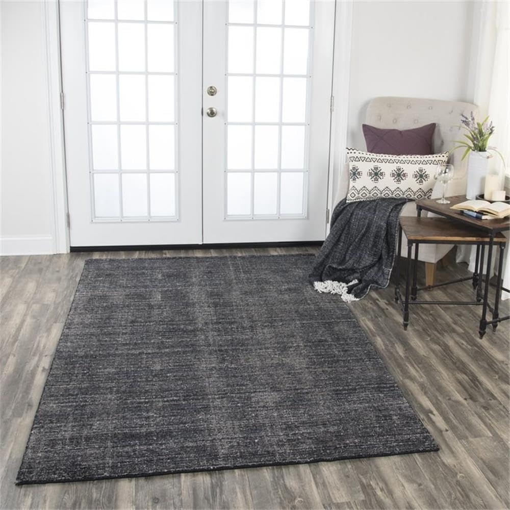 Rizzy Home Alora Decor Demure 8' X 10' Solid Black/Charcoal Hand-Loomed Area Rug