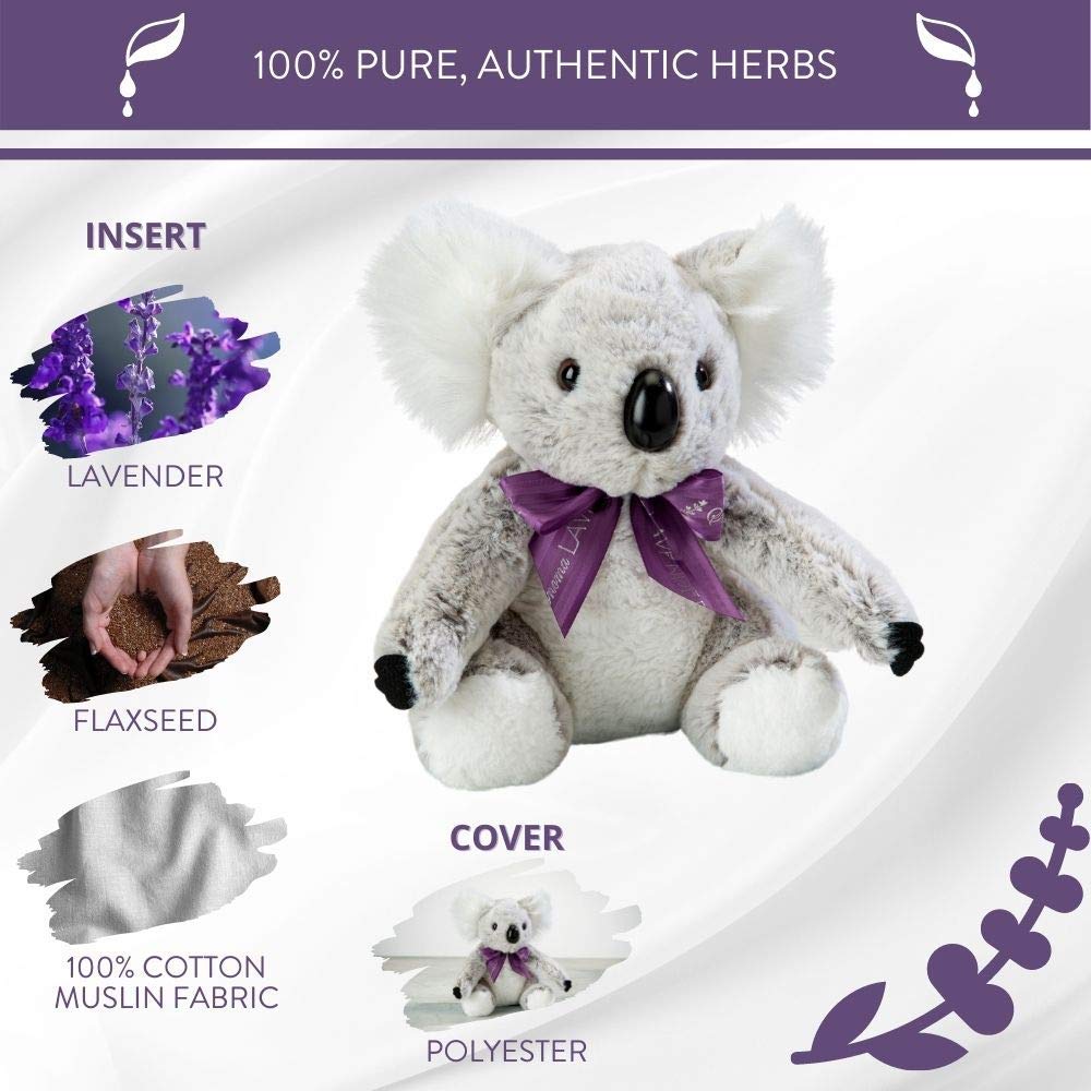 Sonoma Lavender Microwaveable Aromatherapy Pillow Filled With Lavender, Plush Koala, Lavender Scented With Removable Washable Co