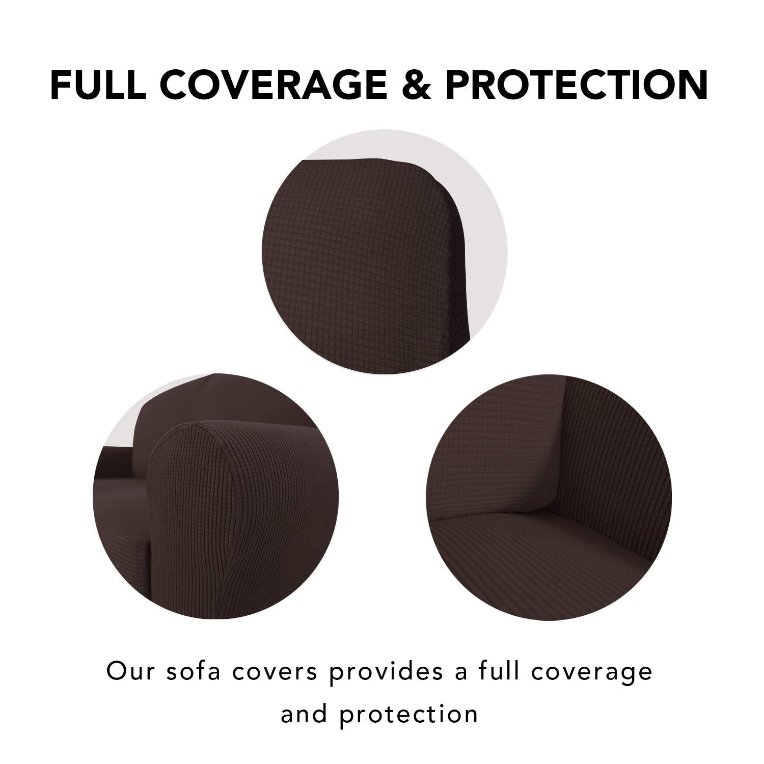 Purefit Stretch Sofa Slipcover – Spandex Jacquard Non Slip Soft Couch Sofa Cover, Washable Furniture Protector With Non Skid Foam And Elastic Bottom For Kids (Sofa, Chocolate)