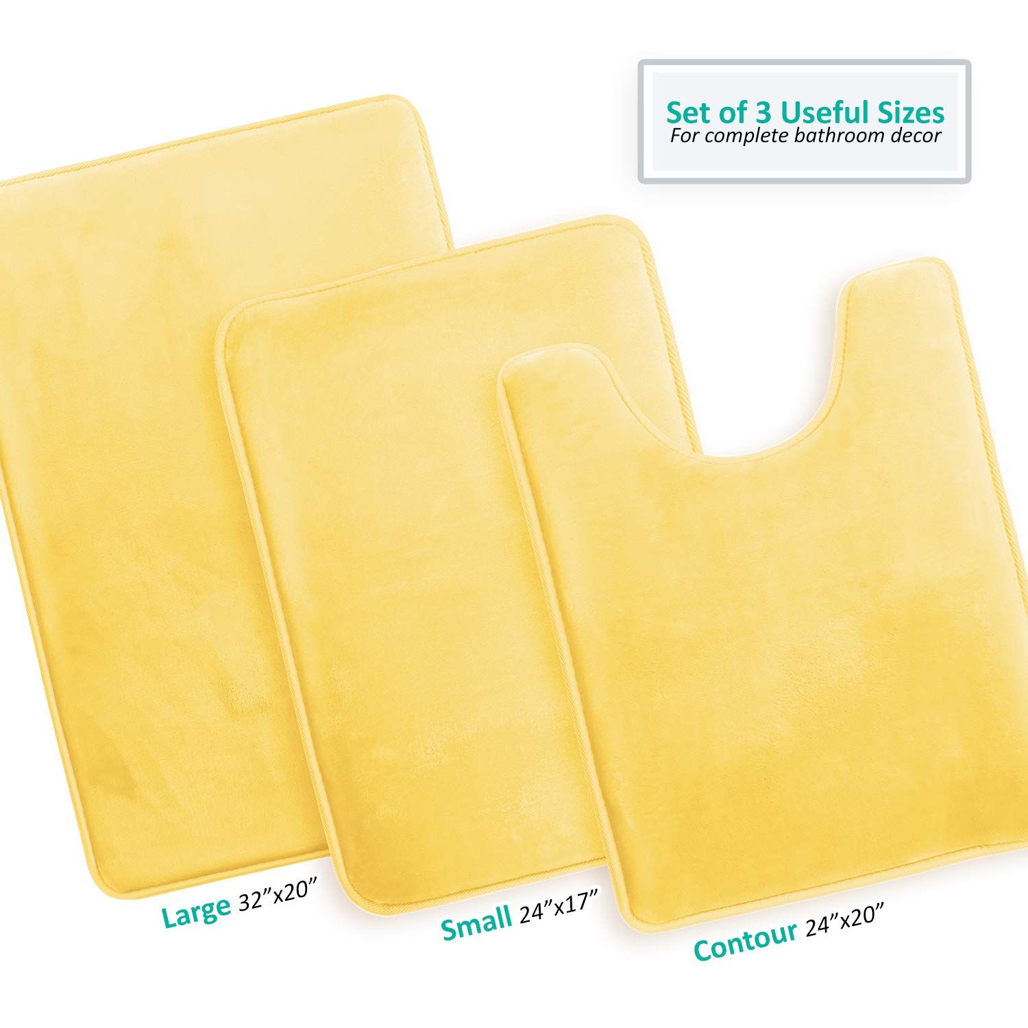 Clara Clark Bathroom Rugs - Memory Foam Bath Mat Set For Bathroom, Non Slip Absorbent Velvet - Fast Drying Bath Mats - Bathroom