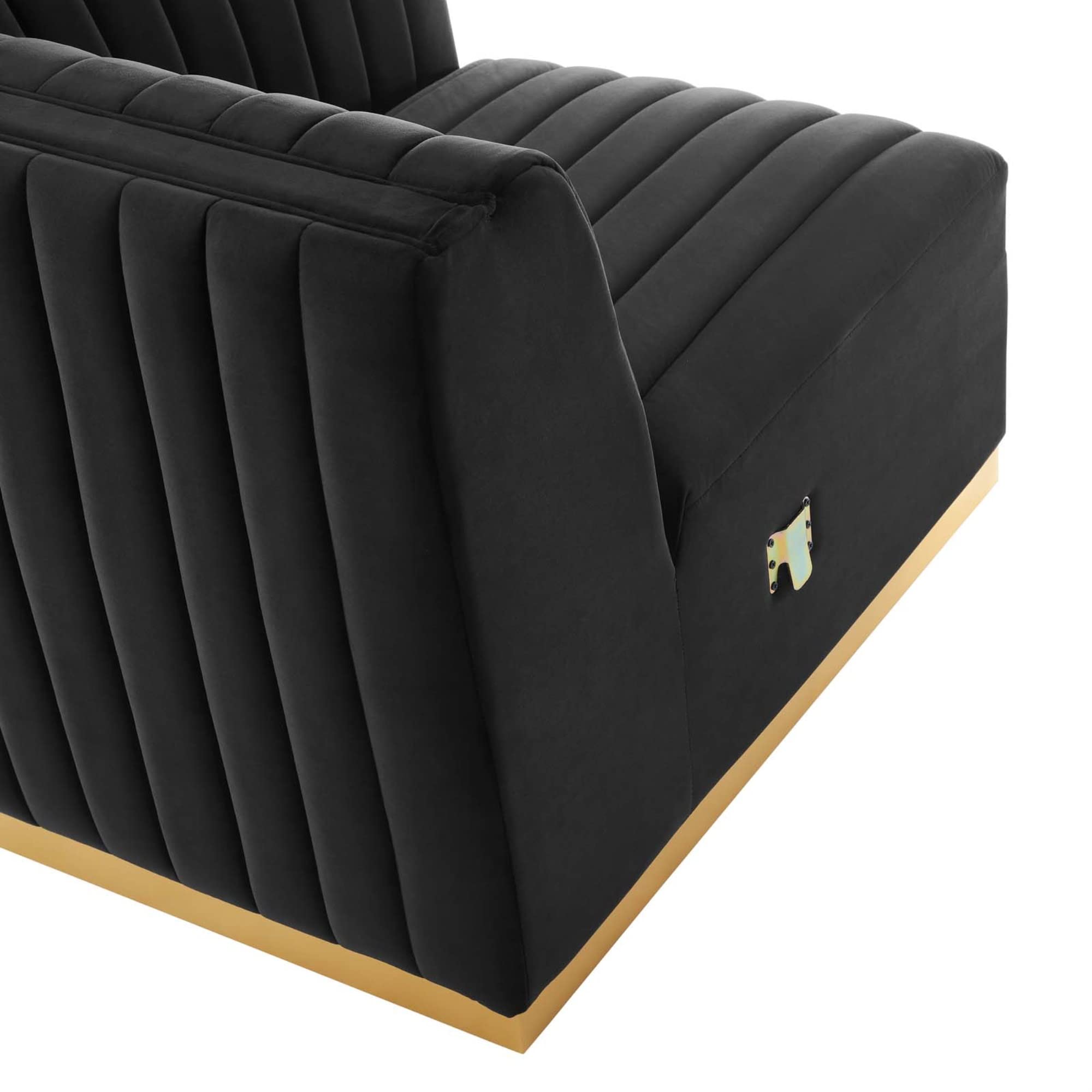 Modway Conjure Channel Tufted Performance Velvet Right Corner Chair - Gold/Black