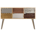 vidaXL Solid Mango Wood Sideboard - Unique-Patterned, Durable and Stable, Ample Storage with 3 Compartments, Ideal for Hallway or Living Room
