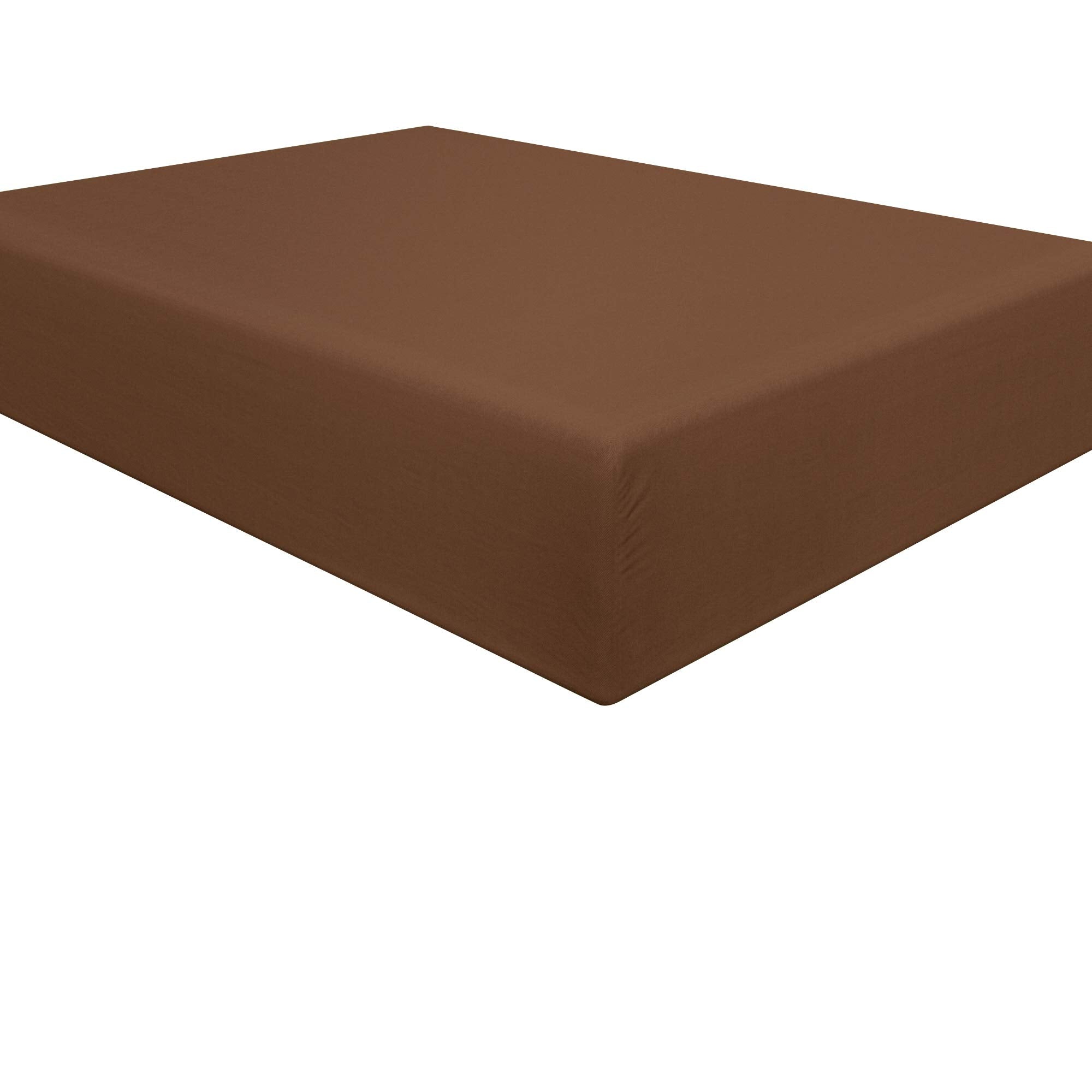 Ntbay 100% Brushed Microfiber Full Fitted Sheet, 1800 Super Soft And Cozy, Wrinkle, Fade, Stain Resistant Deep Pocket Fitted Bed Sheet Only, Brown