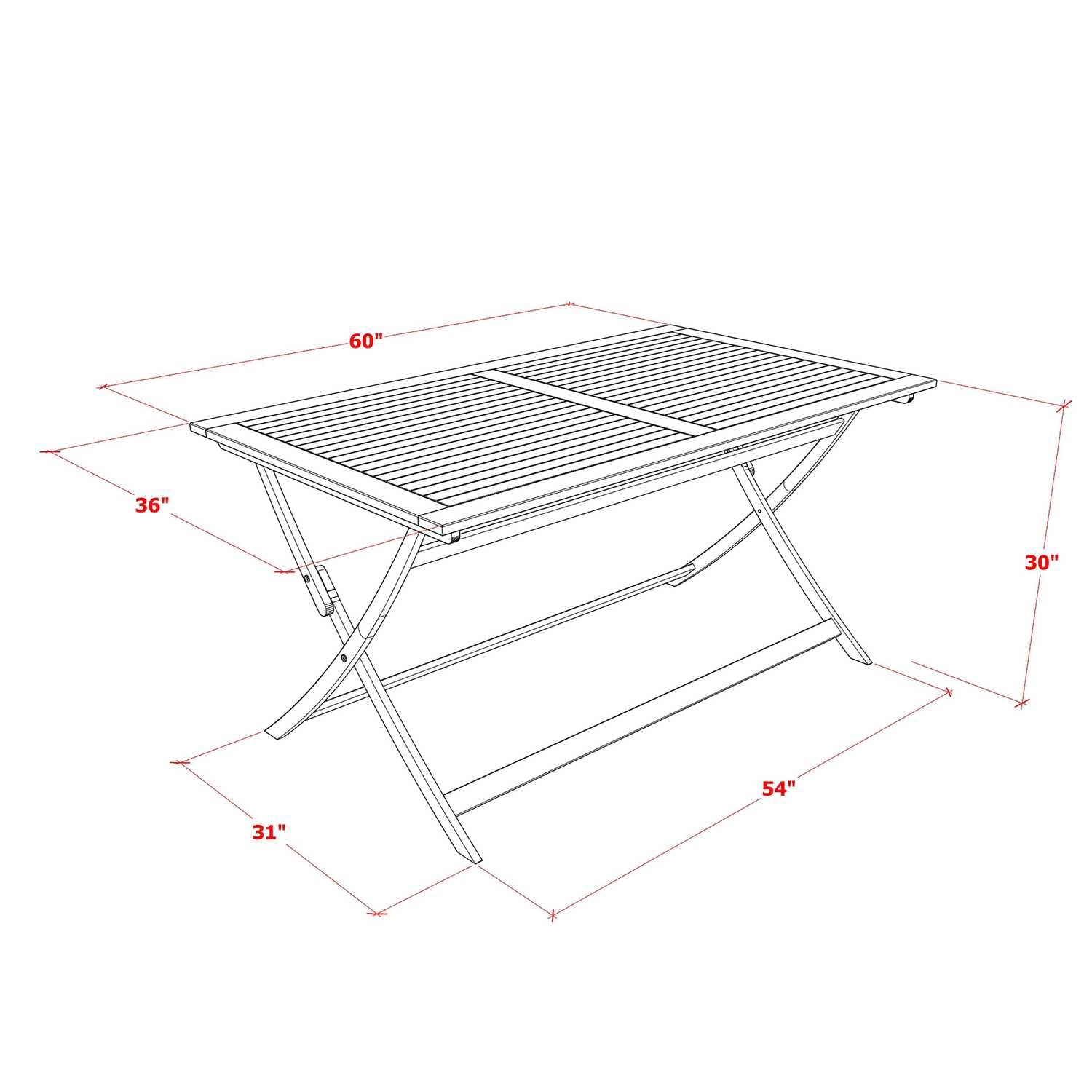 East West Furniture AECM5CANA 5 Piece Outdoor Patio Dining Sets Includes a Rectangle Acacia Wood Table and 4 Folding Arm Chairs, 36x60 Inch, Natural Oil