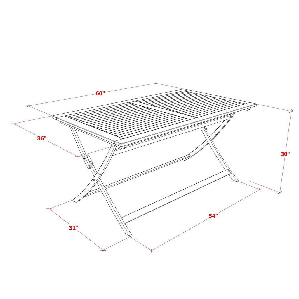 East West Furniture AECM7CANA 7 Piece Patio Bistro Dining Furniture Set Consist of a Rectangle Outdoor Acacia Wood Table and 6 Folding Arm Chairs, 36x60 Inch, Natural Oil