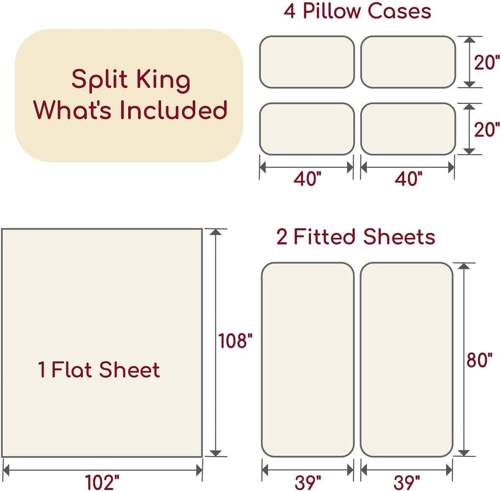 Mellanni Split King Sheet Set - 7-Piece Iconic Collection Bedding, (Including 4 Pillowcases), 16-Inch Deep Pocket, Easy Care, Extra Soft, Cooling Sheets, Brushed Microfiber - Yellow