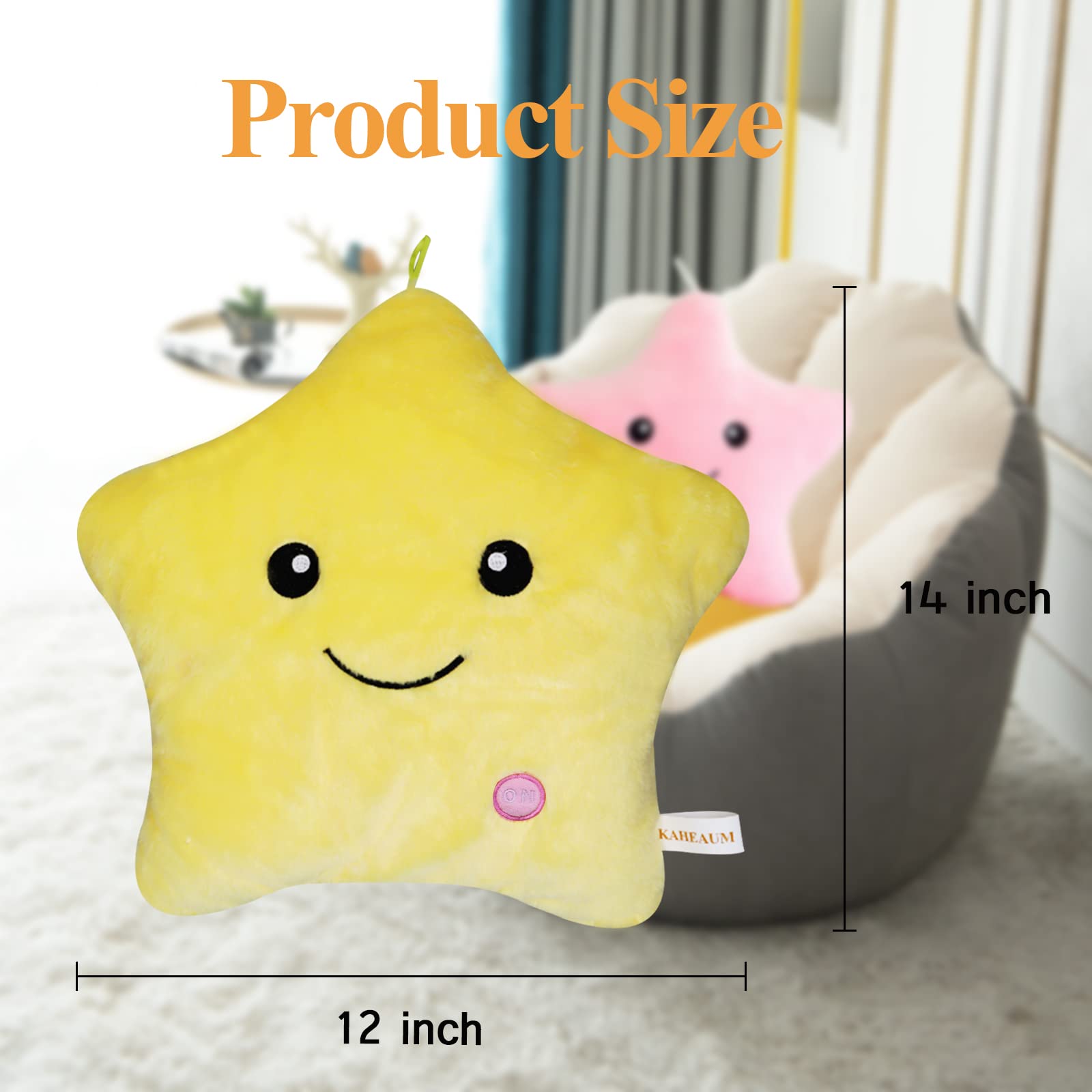 Kaheaum Twinkle Star Pillow, Decorative Throw Pillows Led Night Light Up Pillow Stuffed Animal Plush Toys Cute Pillows For Kids