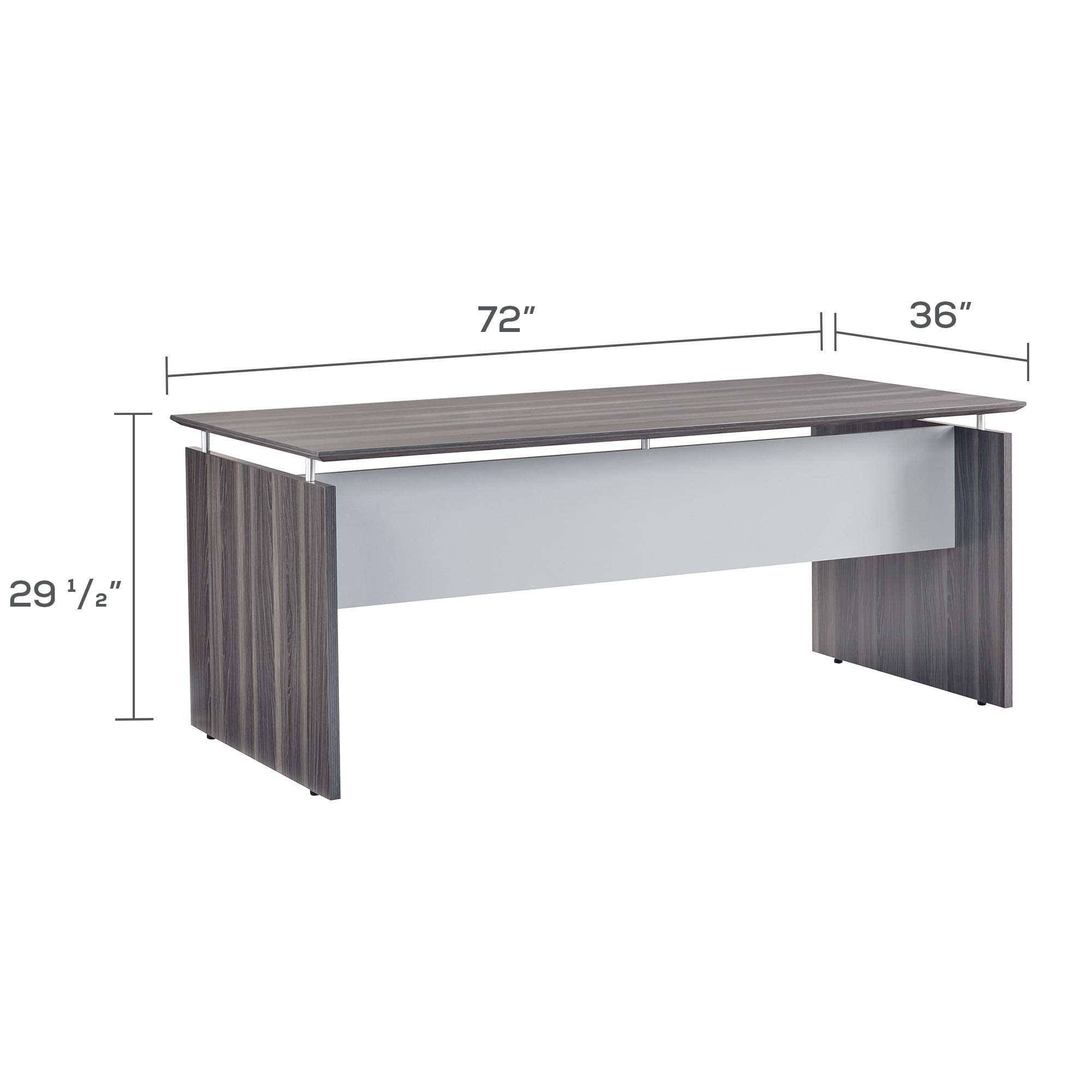 Mayline MNDS72LGS Medina Straight Edge Desk, 72 in, Gray Steel Laminate