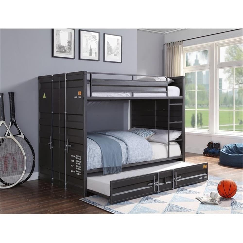 Acme Cargo Full Over Full Bunk Bed In Gunmetal