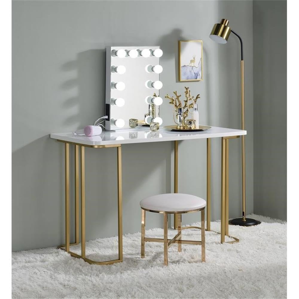 Acme ASA l Rectangle Wooden Frame Accent Mirror with Lighting in White