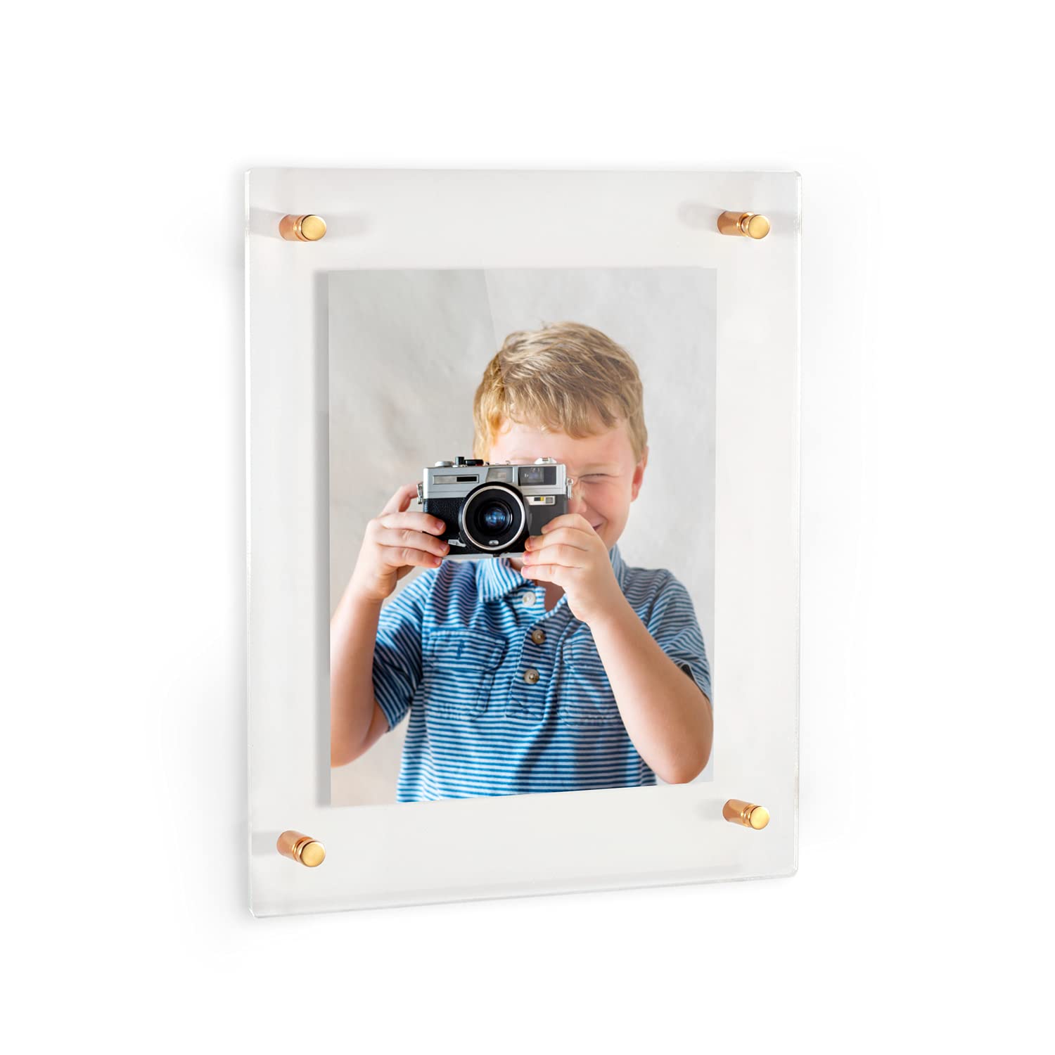 ArtToFrames Floating Acrylic Frame for Pictures Up To 12x16 inches (Full Frame is 16x20) with 13x19mm Gold Acrylic Standoff Hard
