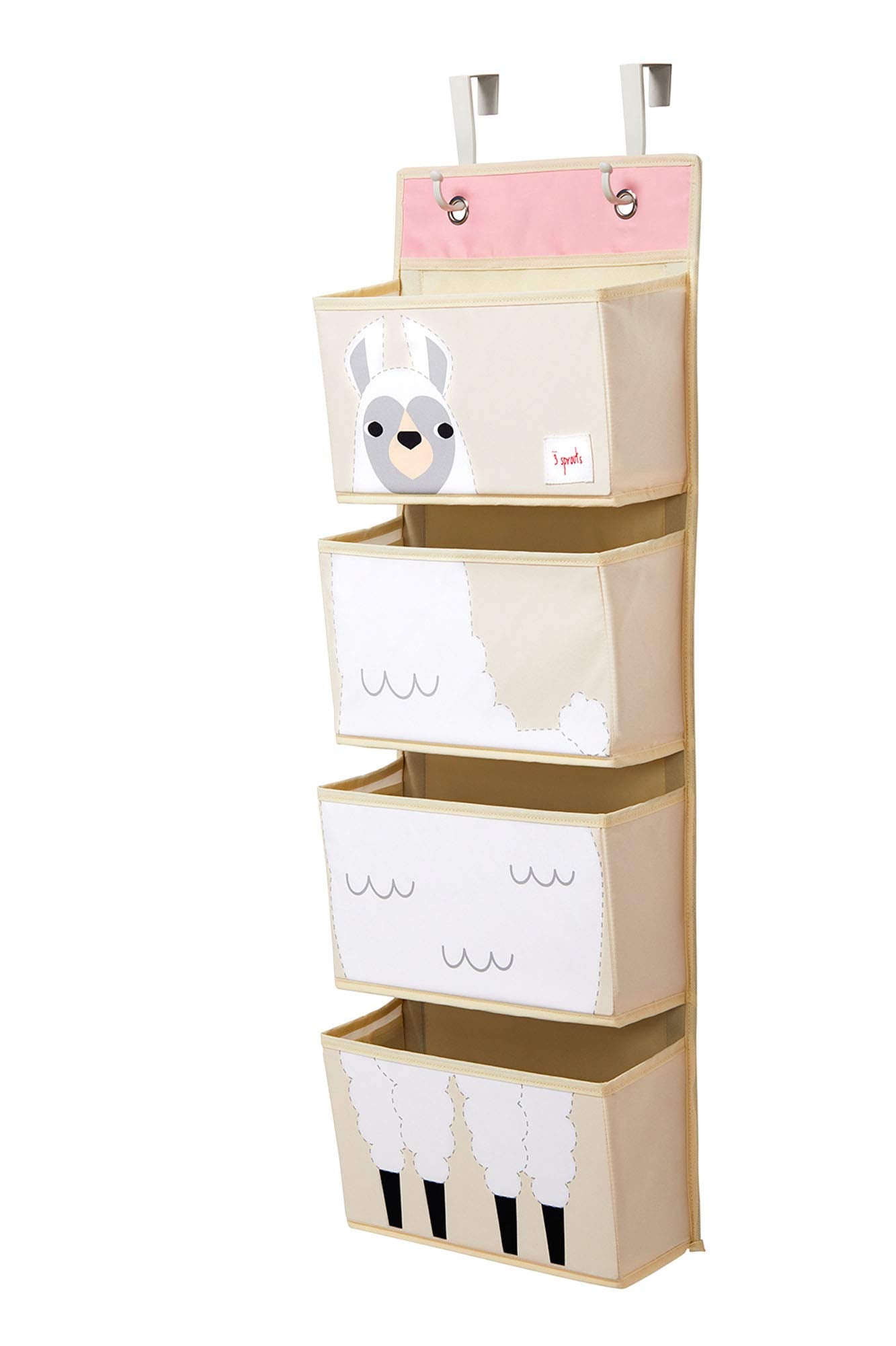 3 Sprouts Over The Door Baby Organizer - Essential Newborn Nursery Storage, Toy Organizer For Room And Closet - Bedroom Storage - Hooks Included, Llama