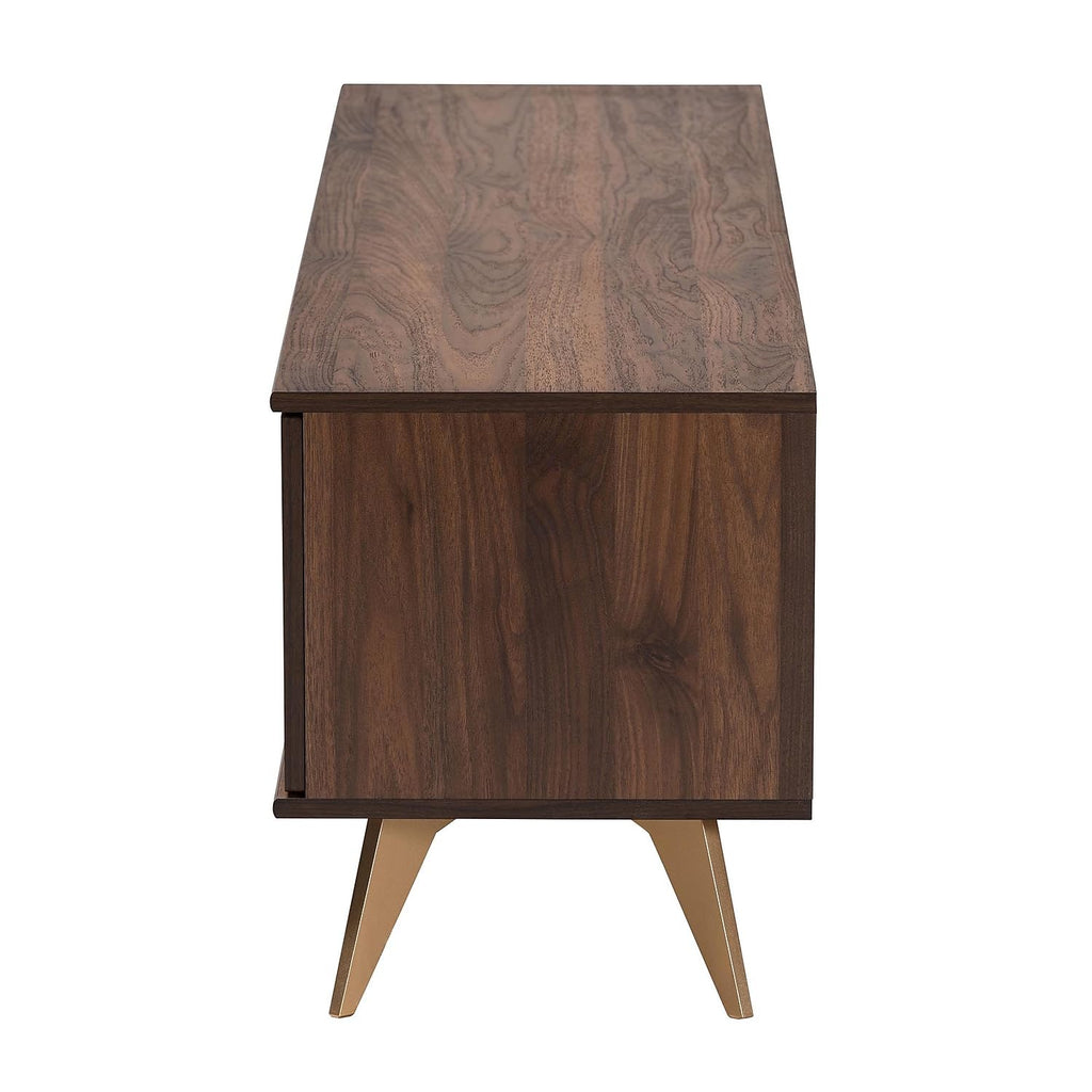 Baxton Studio Graceland Mid-Century Modern Transitional Walnut Brown Finished Wood 2-Door TV Stand