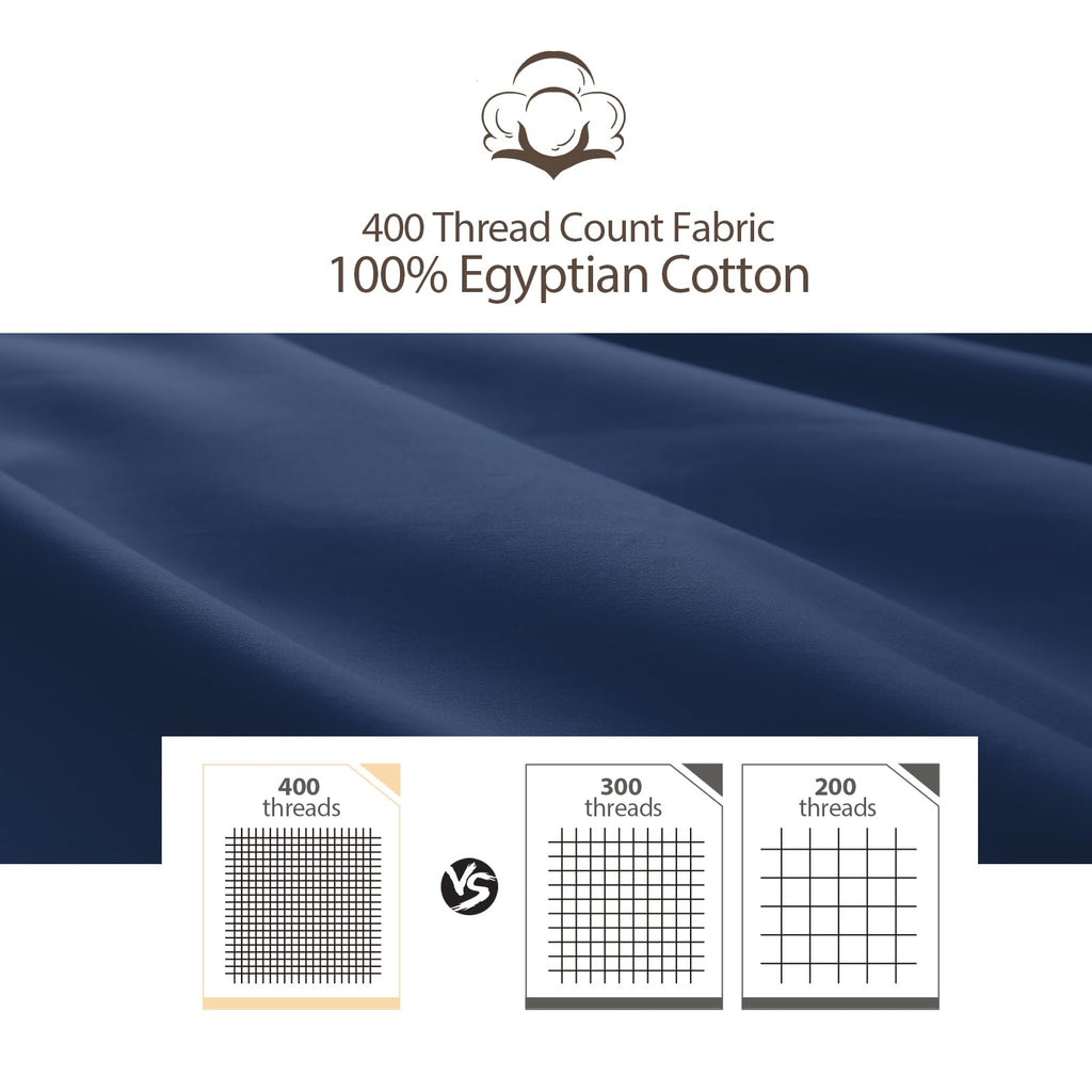 4 Pack Pillow Protector King Size 100% Egyptian Cotton Pillow Covers, 400 Thread Count Sateen Weave Cooling Pillow Cases With Zi