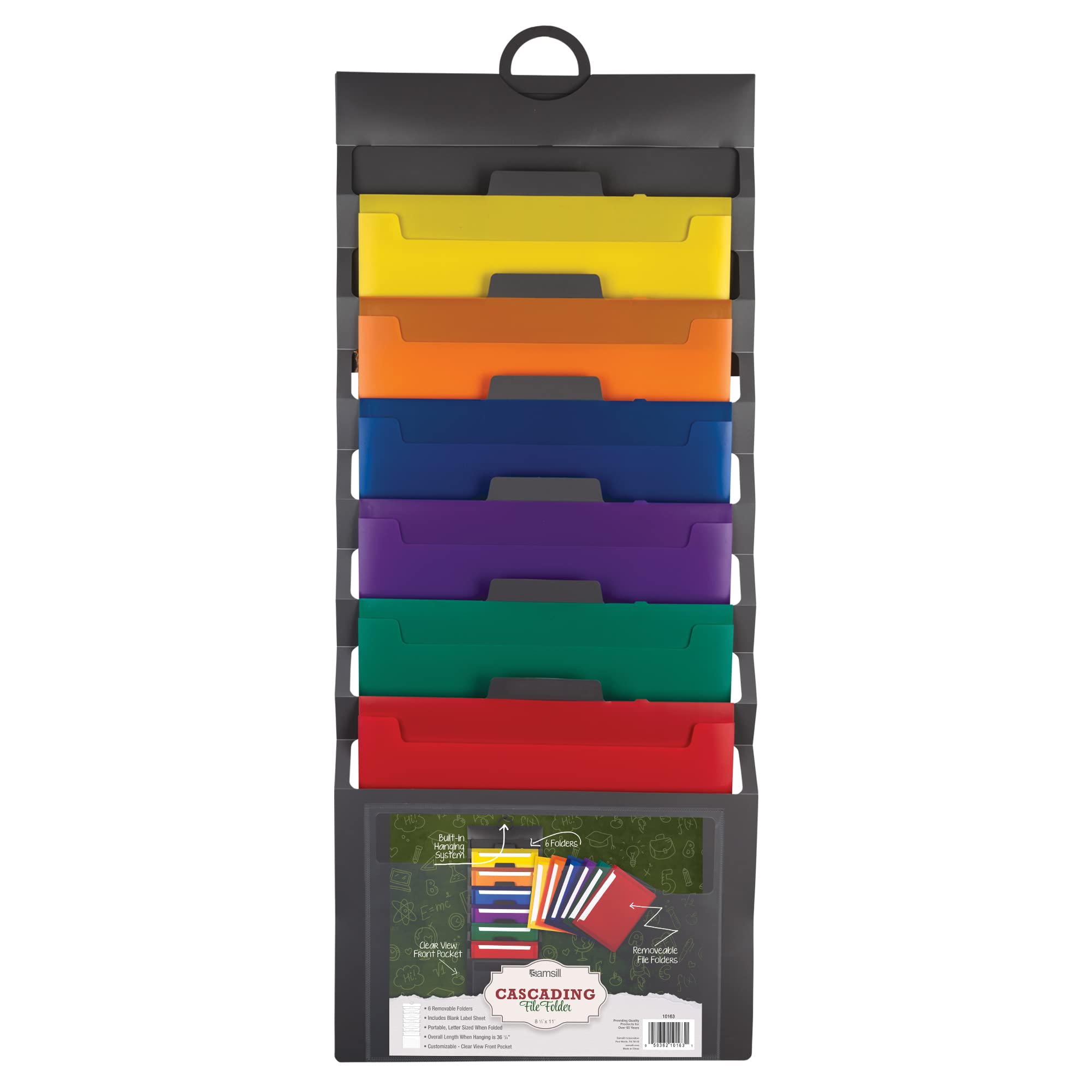 Samsill Cascading Wall File Organizer, Classrom Organization And Storage, 6 Removable Poly Hanging File Folders, Command Center