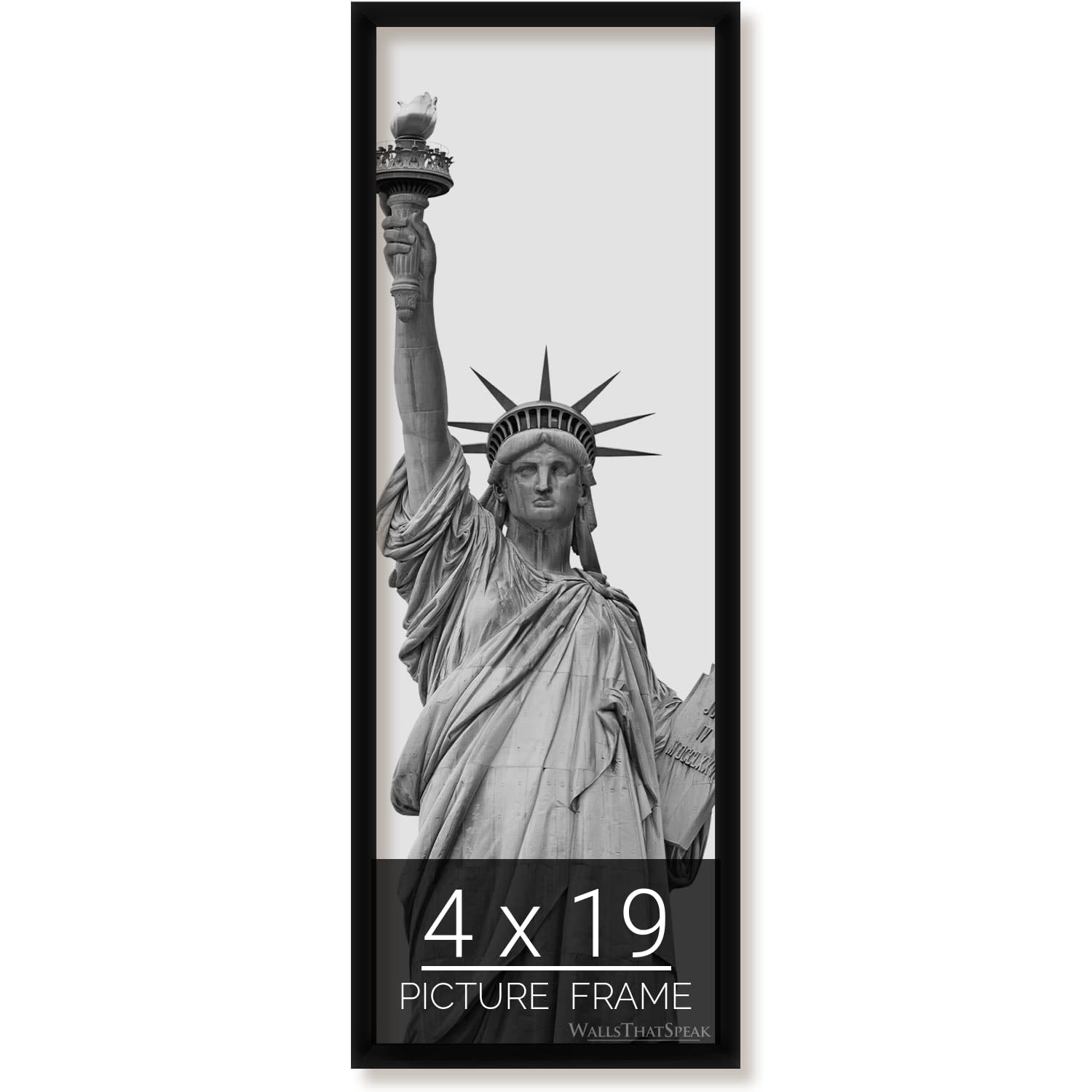 wallsthatspeak 4x19 Black Picture Frame for Puzzles Posters Photos or Artwork