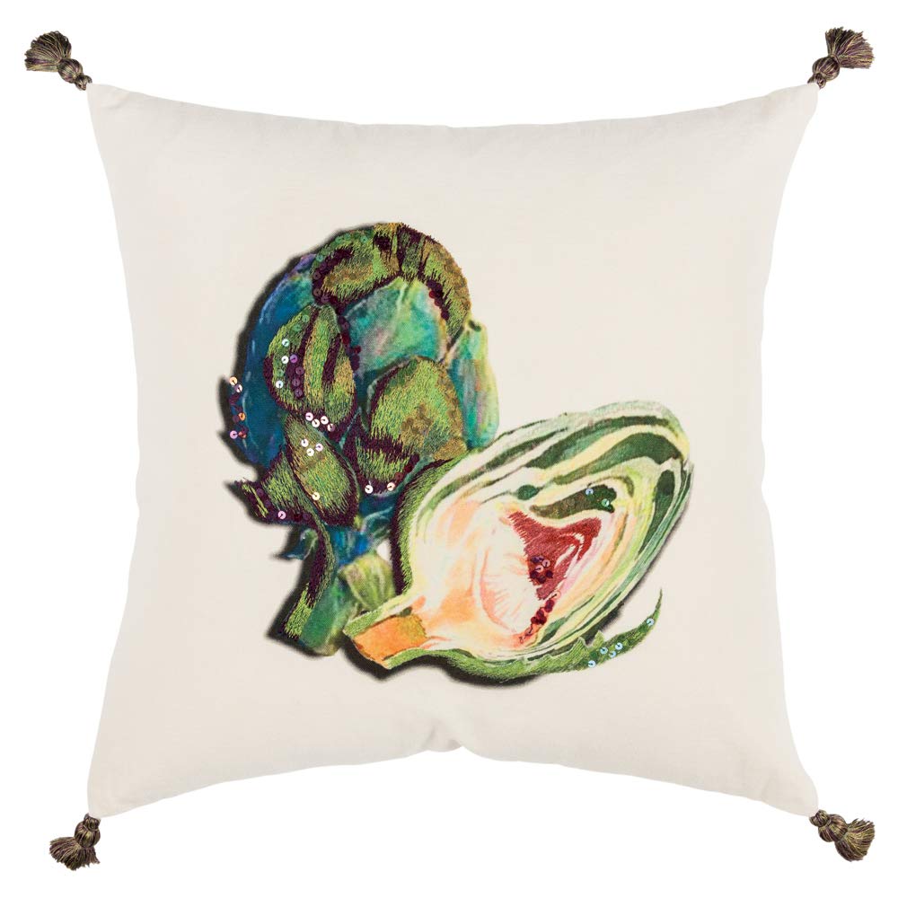 Rizzy Home 20" x 20" Poly Filled Pillow with Multi-Color Cotton Duck Cover