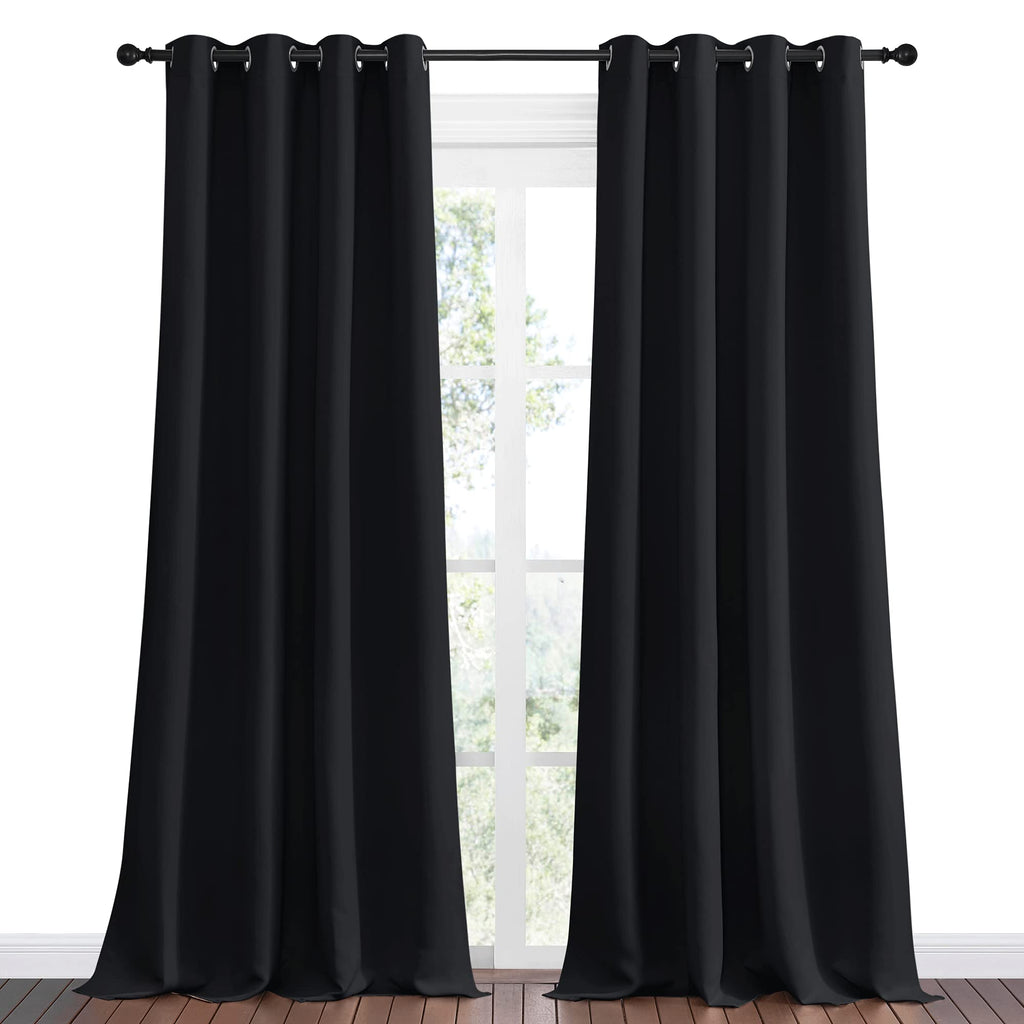 Nicetown Halloween Patio Blackout Curtain Shades, 2 Panels, 55 Inches X 102 Inches, Black, Summer Home Decoration Thermal Insula