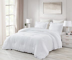 Chezmoi Collection Nora 2-Piece Ruffled Edge Trim Soft Washed Microfiber Comforter Set (Twin, White)