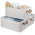 Pack Of 3 Large Capacity Storage Bins Closet Organizer System, Sturdy Foldable Storage Boxes For Organizing Clothing, Sheets, To