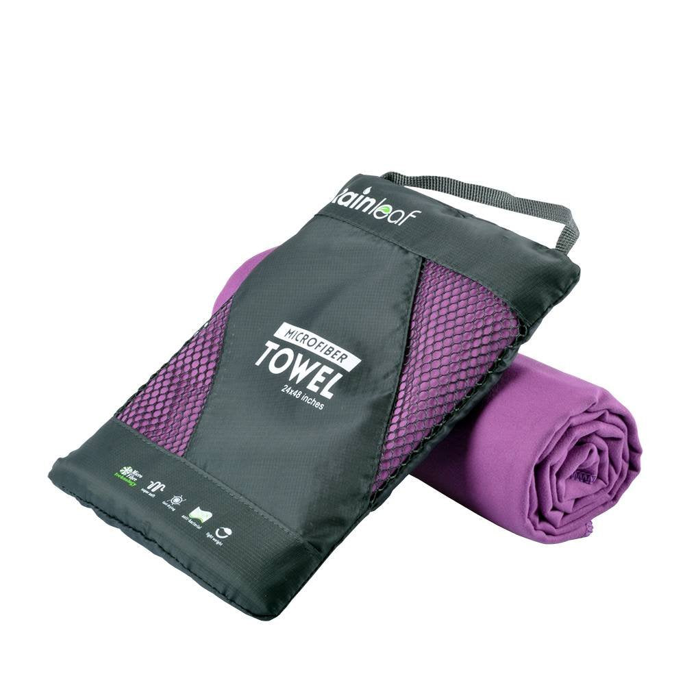 Rainleaf Microfiber Towel,Purple,20 X 40 Inches