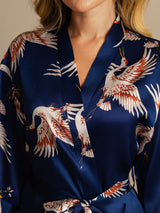 [Dark Blue] SilkSilky  3/4 Sleeve Women's Robe 004