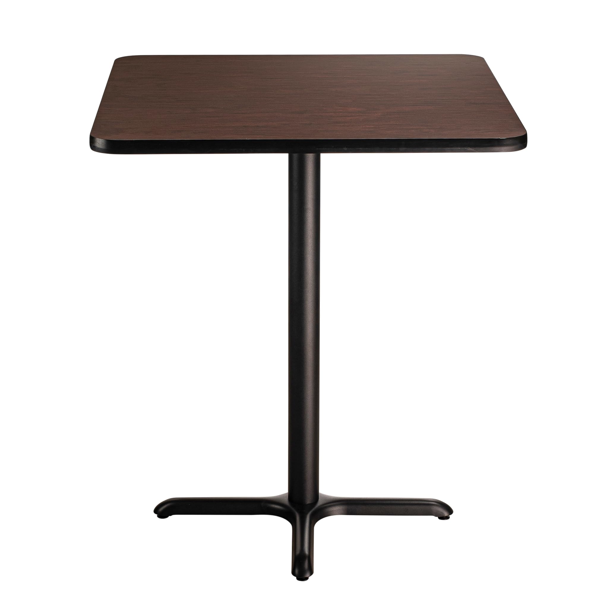 National Public Seating Nps 36&Quot; Square Cafe Table With X Base, 30&Quot; Height, Particleboard Core/T-Mold, Mahogany Top, Black Frame