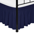 Biscaynebay Wrap Around Bed Skirts With Split Corners For King Beds 18' Drop, Navy Adjustable Elastic Dust Ruffles Easy Fit Wri
