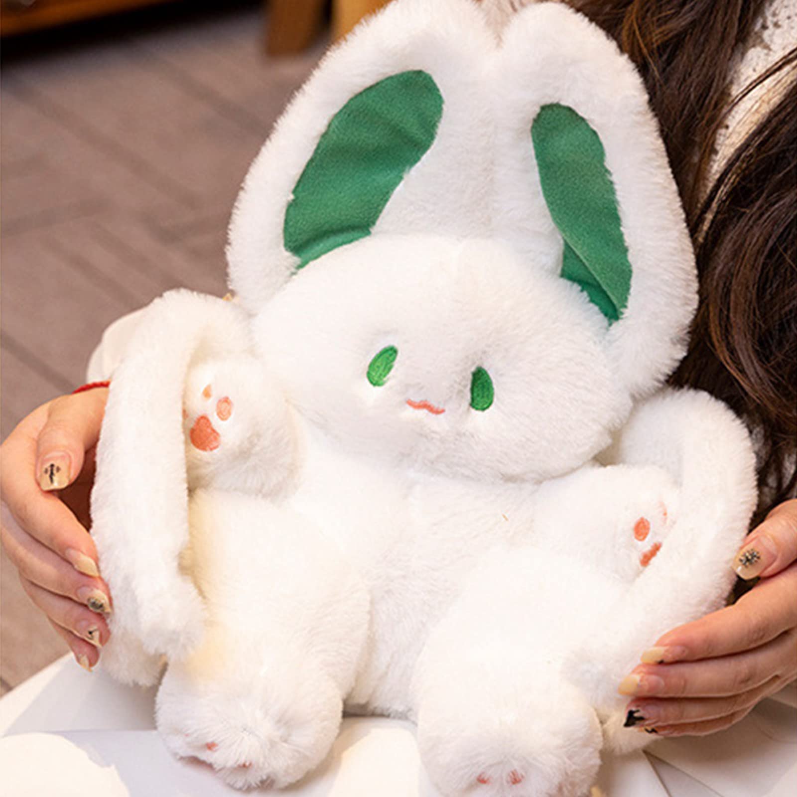 Peach Cat Cute Bat Bunny Plush Pillow Kawaii Bat Rabbit Stuffed Animal For Kids White 12'