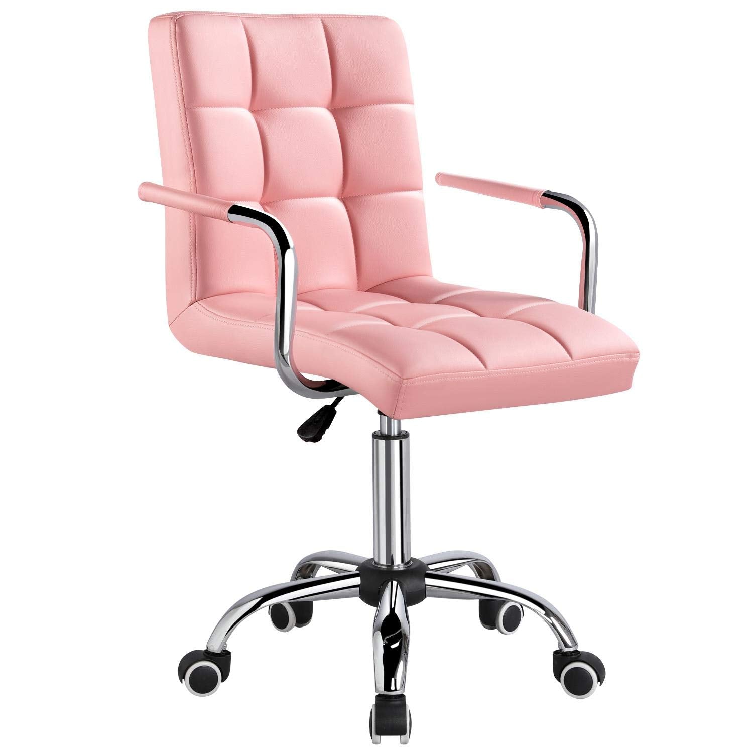 Yaheetech Modern PU Leather Desk Office Chairs with Wheels/Armrests Height Adjustable Home Computer Executive Chair on Wheels 36