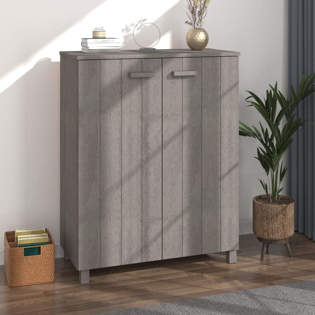 vidaXL Shoe Cabinet Light Grey 33.5"x15.7"x42.5" Solid Wood Pine