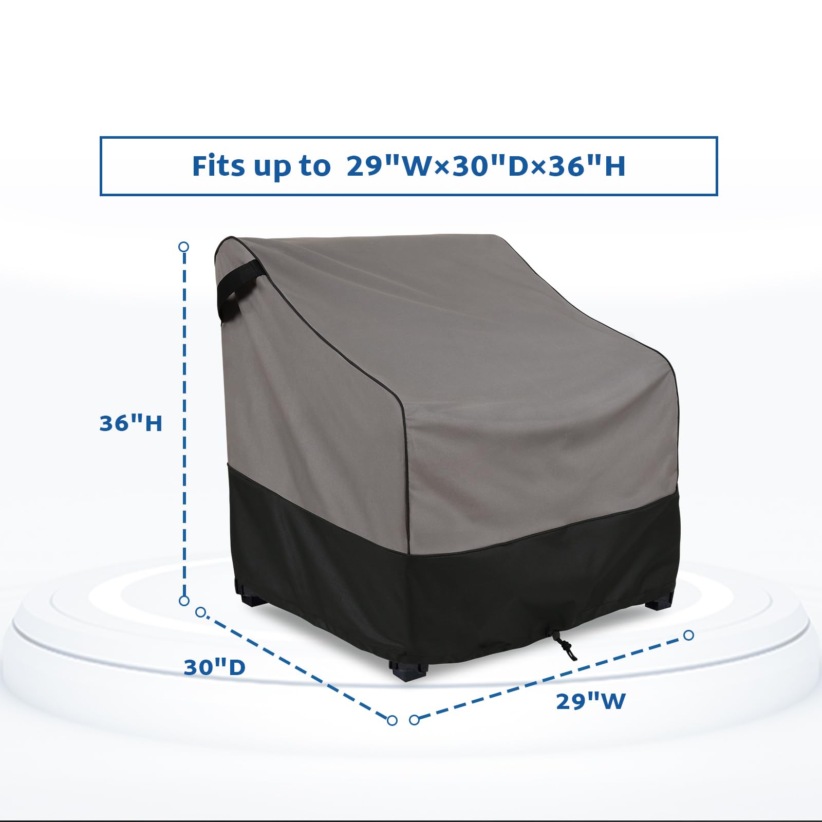 Forspark Outdoor Furniture Covers Waterproof, Heavy Duty Patio Chair Covers 2 Pack, Fits Up To 29 W X 30 D X 36 H Inches-Grey & Black