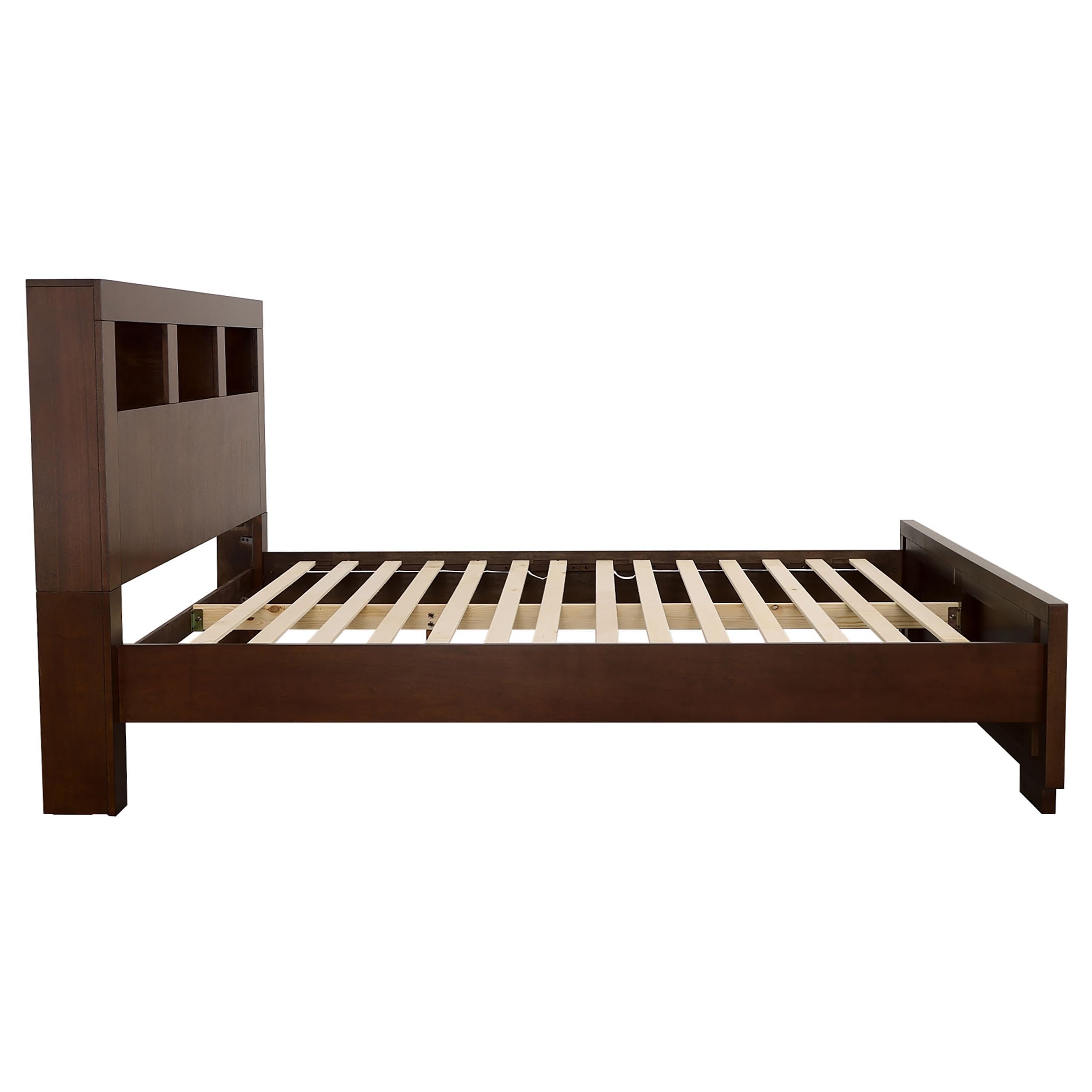 Coaster Home Furnishings Jessica Contemporary 4-Piece Bedroom Set California King Size LED Storage Bookcase Bed Frame 47-inch Headboard Cappuccino 200719KW-S4