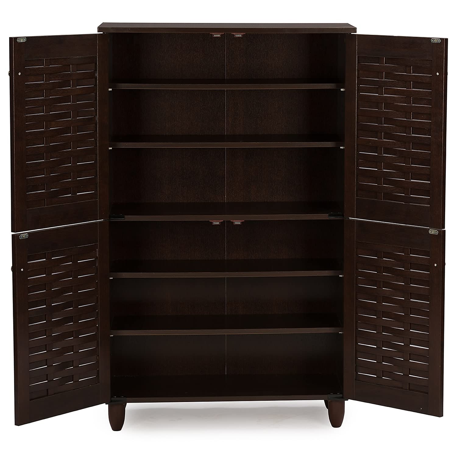 Baxton Studio Winda 4-Door Shoe Storage Cabinet, Dark Brown (118-6515-HiT)