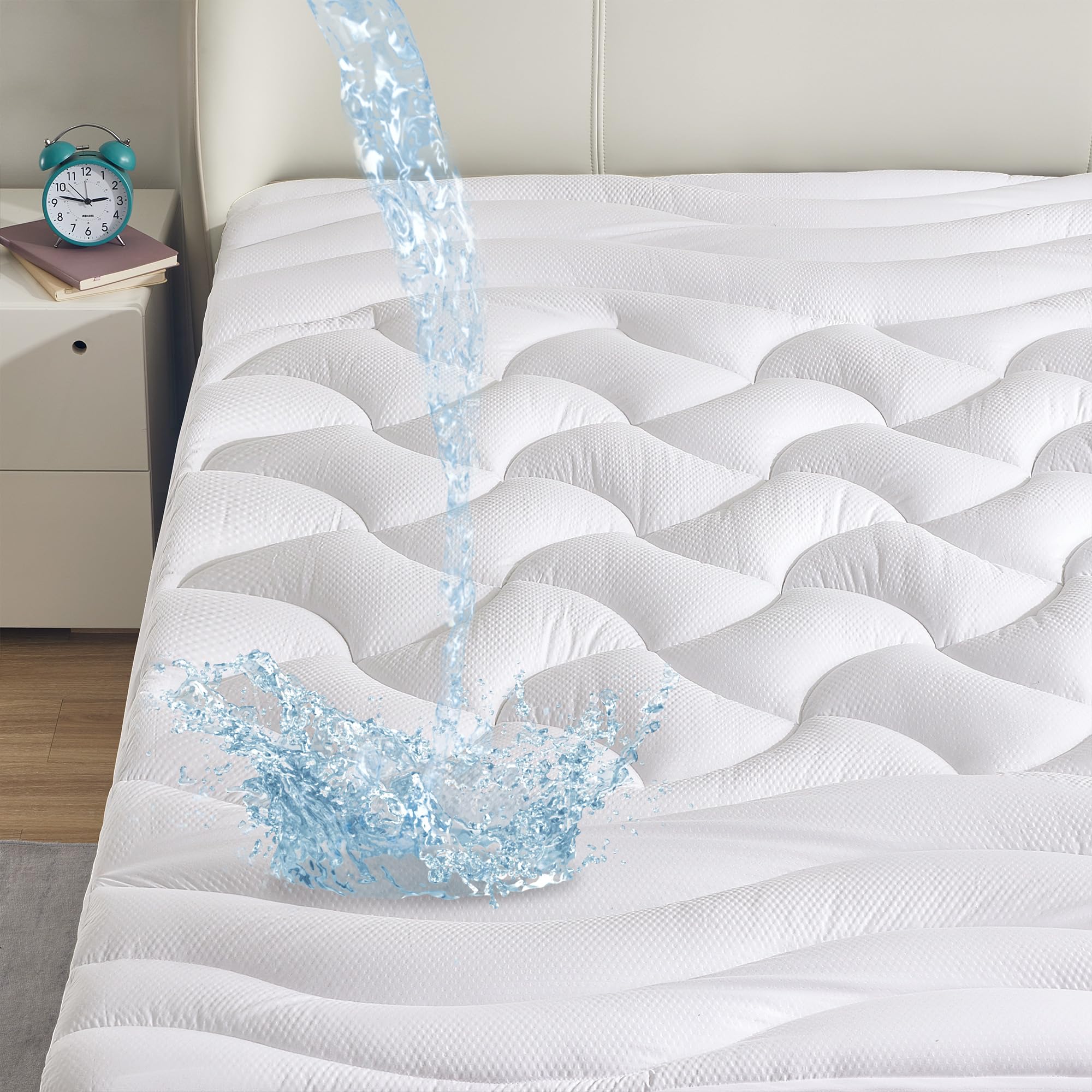 SLEEP ZONE Queen Waterproof Mattress Topper, Cooling Pillow Top for Hot Sleepers, Extra Thick, Deep Pocket, White