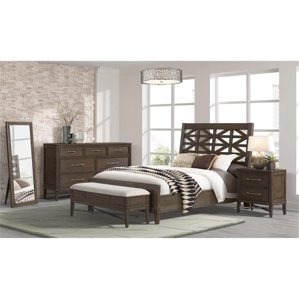 Intercon Preston Bedroom Storage Bench with Cushion, Weathered Vintage Oak