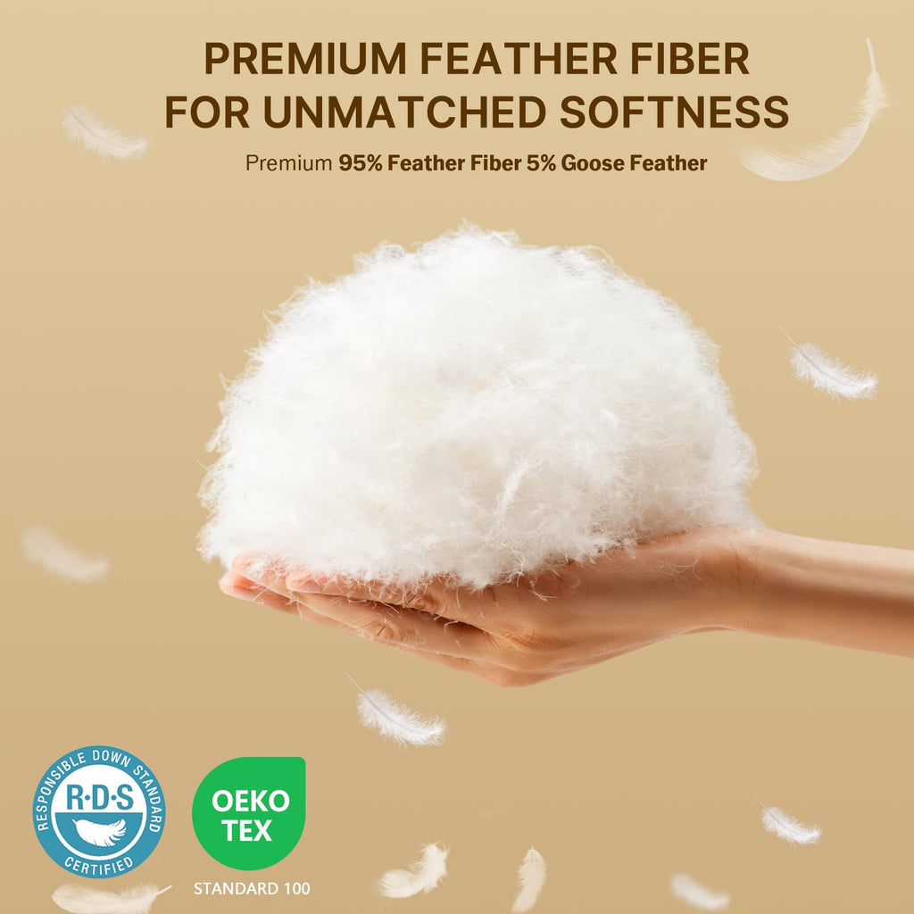 felo Feather Down Pillow Queen Size - CloudFusion Goose Down for Side & Back Sleepers - Blue, 20x30 - Hotel Collection