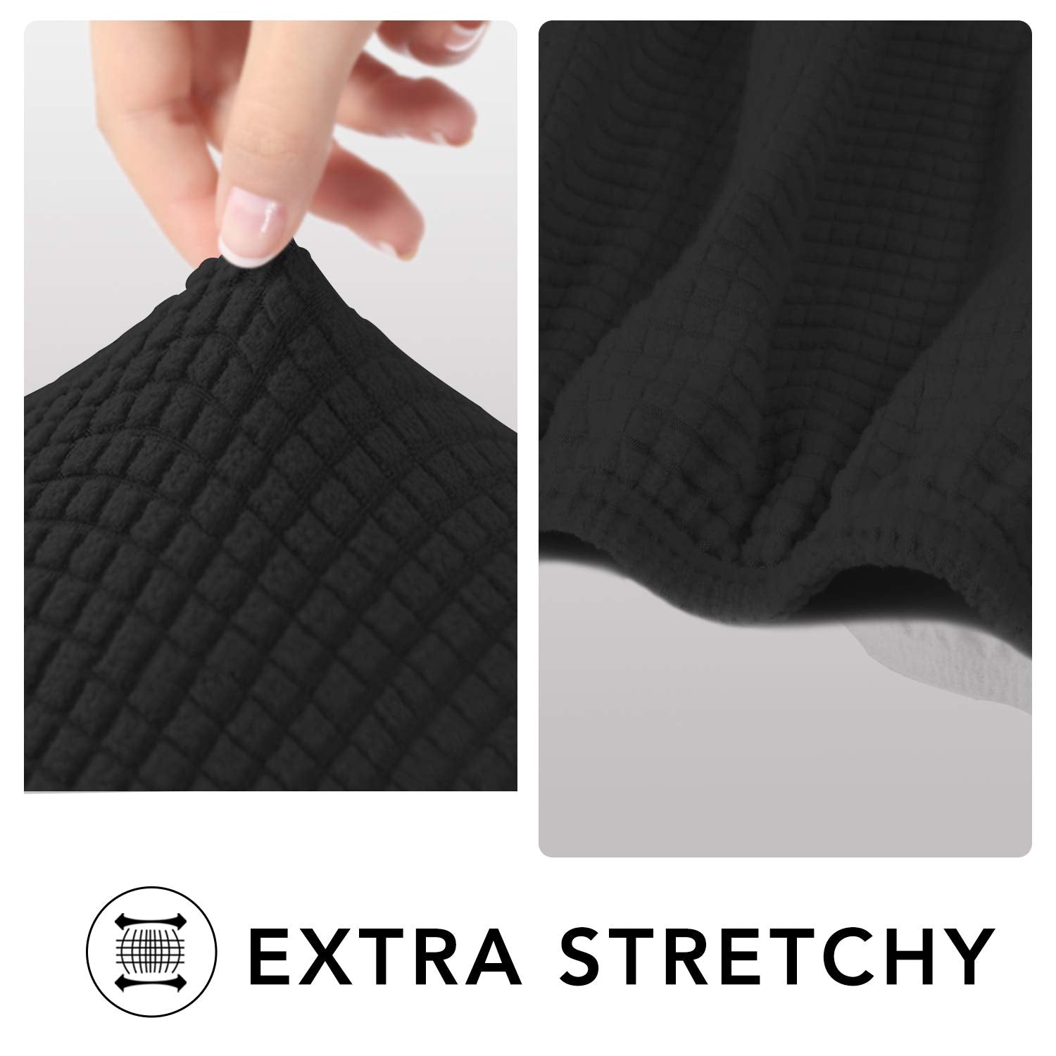 Purefit Stretch Sofa Slipcover – Spandex Jacquard Non Slip Soft Couch Sofa Cover, Washable Furniture Protector With Non Skid Foam And Elastic Bottom For Kids (Sofa, Black)
