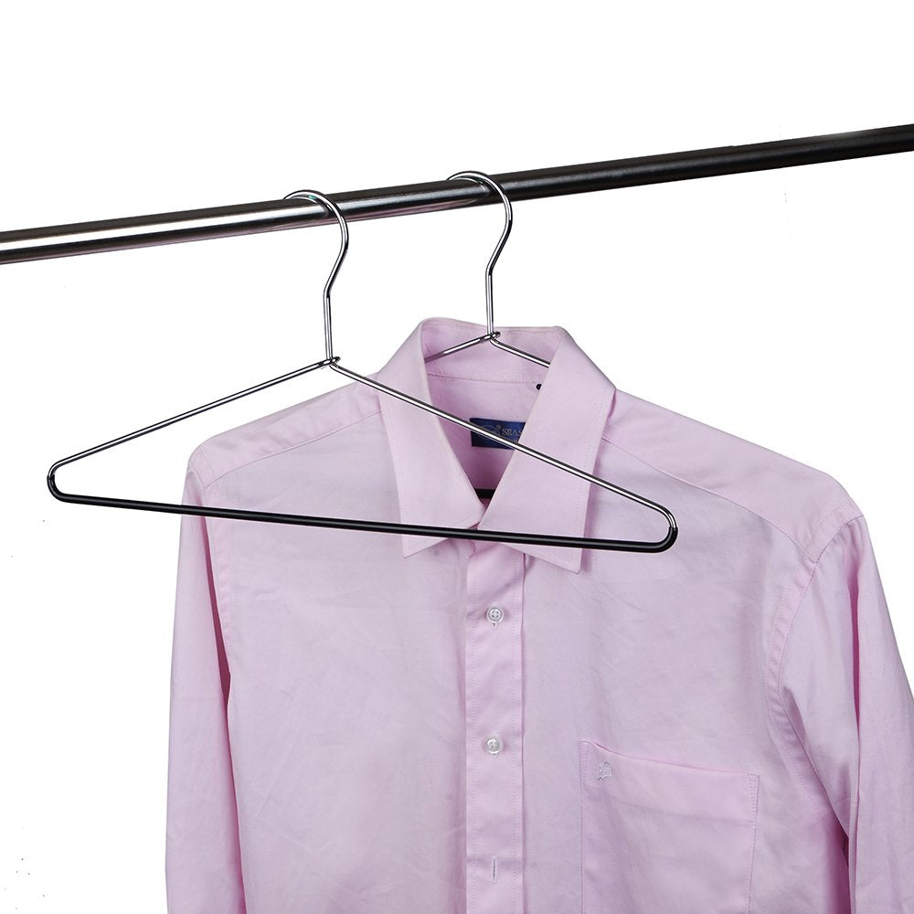 30 Quality Heavy Duty Metal Coat Hangers With Black Rubber Coating For Non Slip Pants (30)