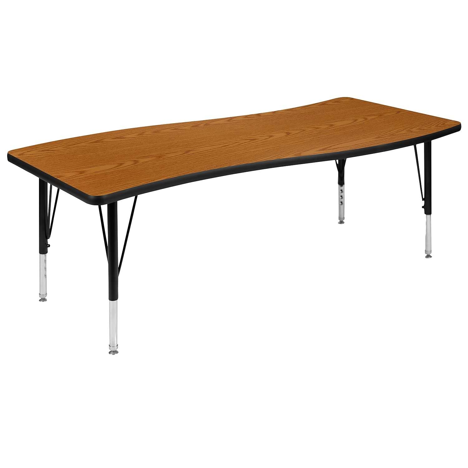 Flash Furniture Wren 26W x 60L Rectangular Wave Flexible Collaborative Oak Thermal Laminate Activity Table - Height Adjustable S