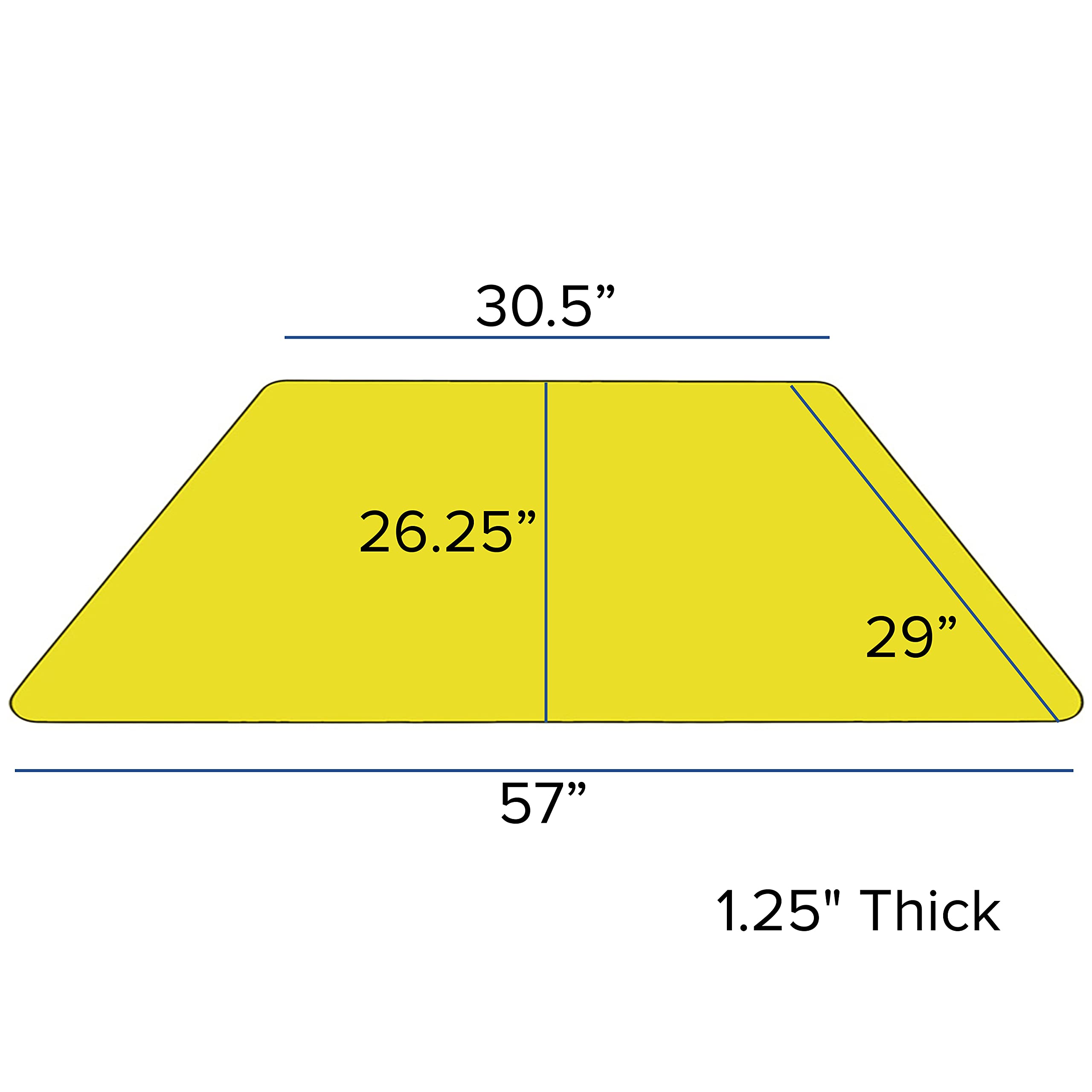 Flash Furniture Wren 29''W x 57''L Trapezoid Yellow Thermal Laminate Activity Table - Standard Height Adjustable Legs
